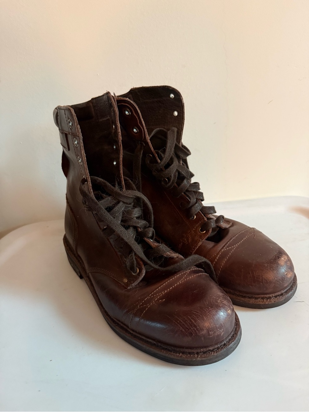 Men's Brown Leather Lace-Up Work Boots